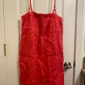 Guess linen woman dress over the knee  S orange